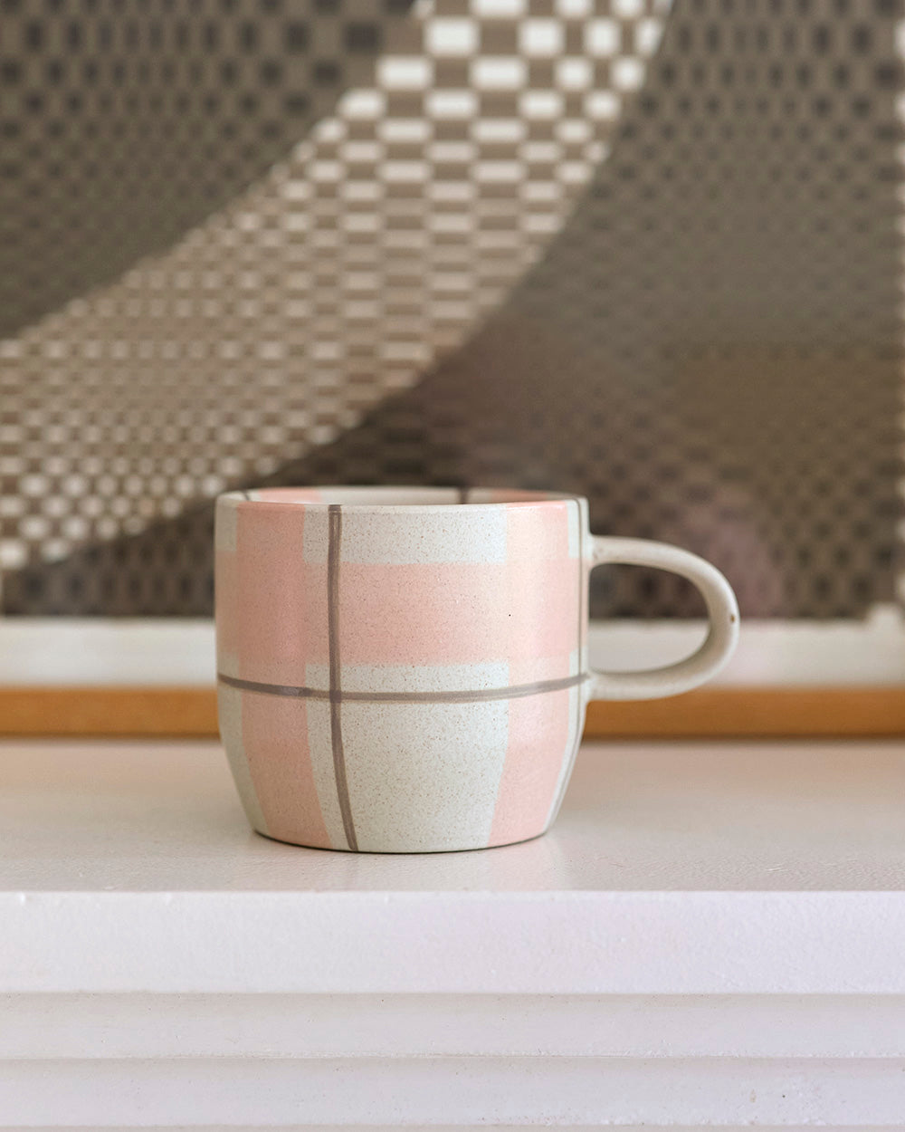 Blush &amp; Grey Check Mug / Cat&#39;s Pyjamas