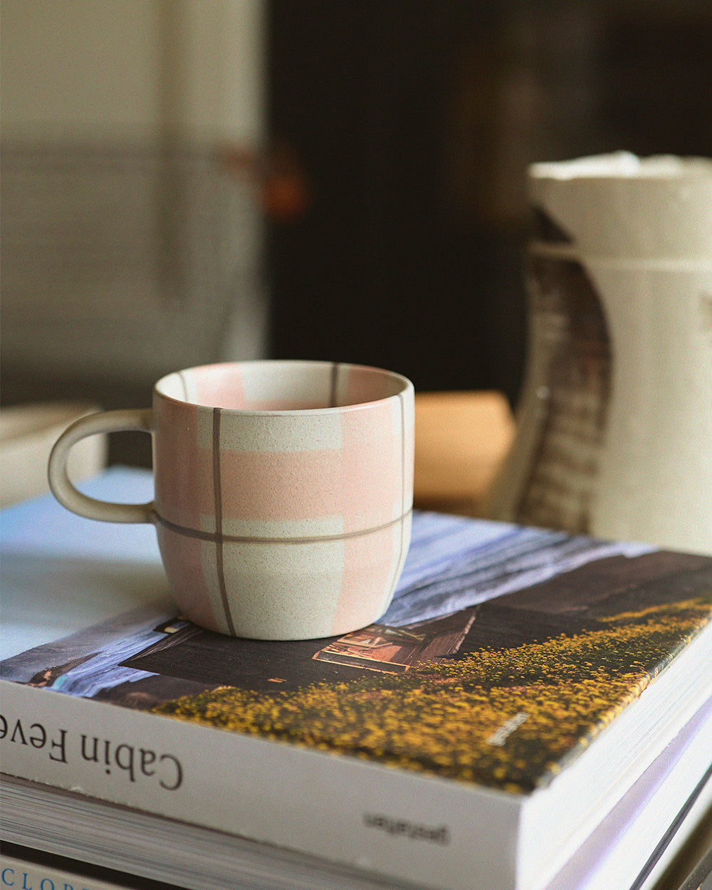 Blush &amp; Grey Check Mug / Cat&#39;s Pyjamas